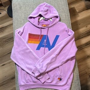 Aviator Nation Purple Hoodie with Rainbow Logo